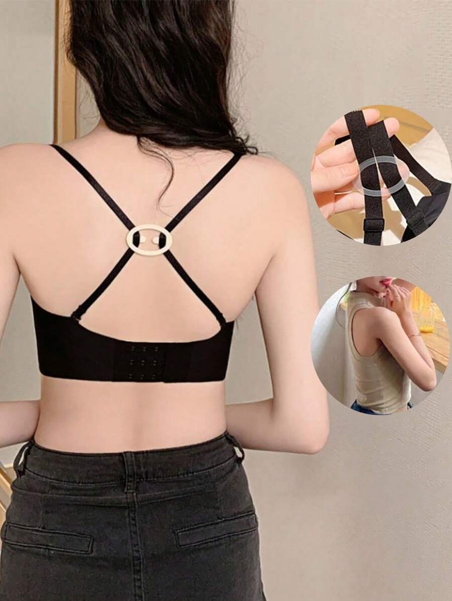 4 pezzi/2 pezzi Fermagli invisibili antiscivolo per reggiseno - design a incrocio, ganci per reggiseno trasparenti, antiscivolo