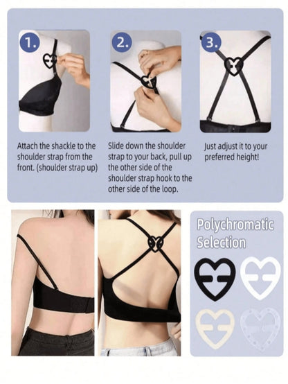 4 pezzi/2 pezzi Fermagli invisibili antiscivolo per reggiseno - design a incrocio, ganci per reggiseno trasparenti, antiscivolo