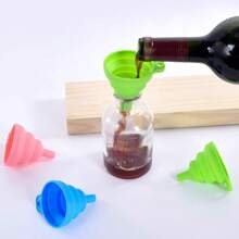 1 pezzo Mini imbuto pieghevole blu per uso domestico, imbuto in plastica per pentola dell\"olio, imbuto in silicone per attrezzature da cucina da campeggio