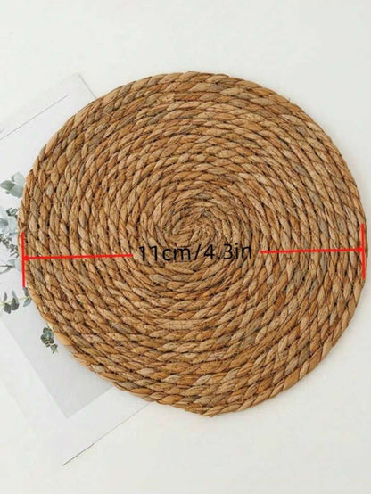 6 pezzi di sottopiatti tondi intrecciati a mano in rattan da 11 cm, resistenti al calore e facili da pulire, per cena di Ognissanti, festa del Ringraziamento, cena di Natale, tavola autunnale, decorazione autunnale, festa del raccolto, riunione familiare