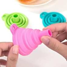 1 pezzo Mini imbuto pieghevole blu per uso domestico, imbuto in plastica per pentola dell\"olio, imbuto in silicone per attrezzature da cucina da campeggio