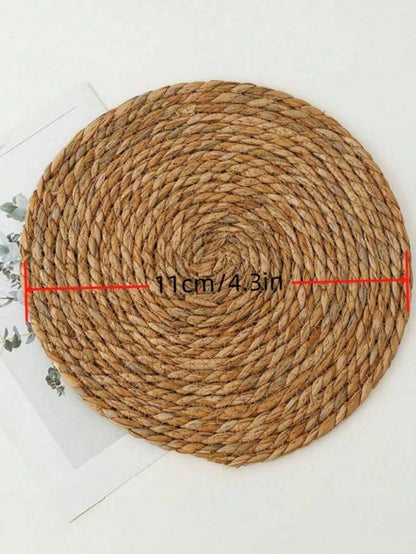 6 pezzi di sottopiatti tondi intrecciati a mano in rattan da 11 cm, resistenti al calore e facili da pulire, per cena di Ognissanti, festa del Ringraziamento, cena di Natale, tavola autunnale, decorazione autunnale, festa del raccolto, riunione familiare
