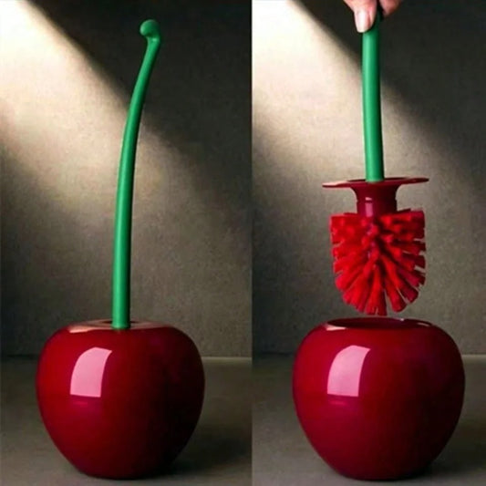 1 pezzo Spazzola per WC a forma di ciliegia, spazzola per WC con manico lungo e setole morbide, set di spazzole per la pulizia del WC in plastica, adatto per bagno/hotel