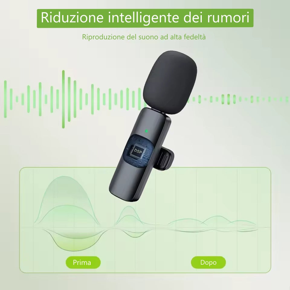 BASIX Microfono wireless 2.4G con connettore lightning per Iphone