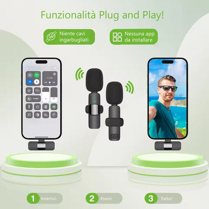 BASIX Microfono wireless 2.4G con connettore lightning per Iphone