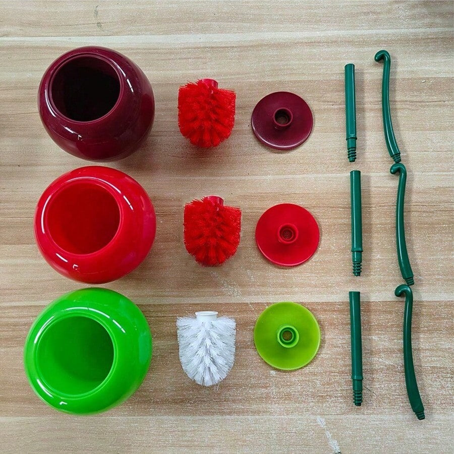 1 pezzo Spazzola per WC a forma di ciliegia, spazzola per WC con manico lungo e setole morbide, set di spazzole per la pulizia del WC in plastica, adatto per bagno/hotel