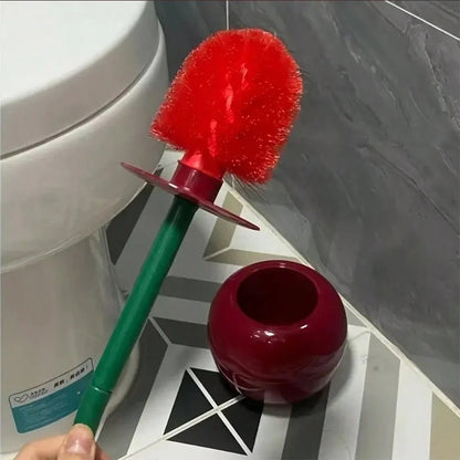 1 pezzo Spazzola per WC a forma di ciliegia, spazzola per WC con manico lungo e setole morbide, set di spazzole per la pulizia del WC in plastica, adatto per bagno/hotel