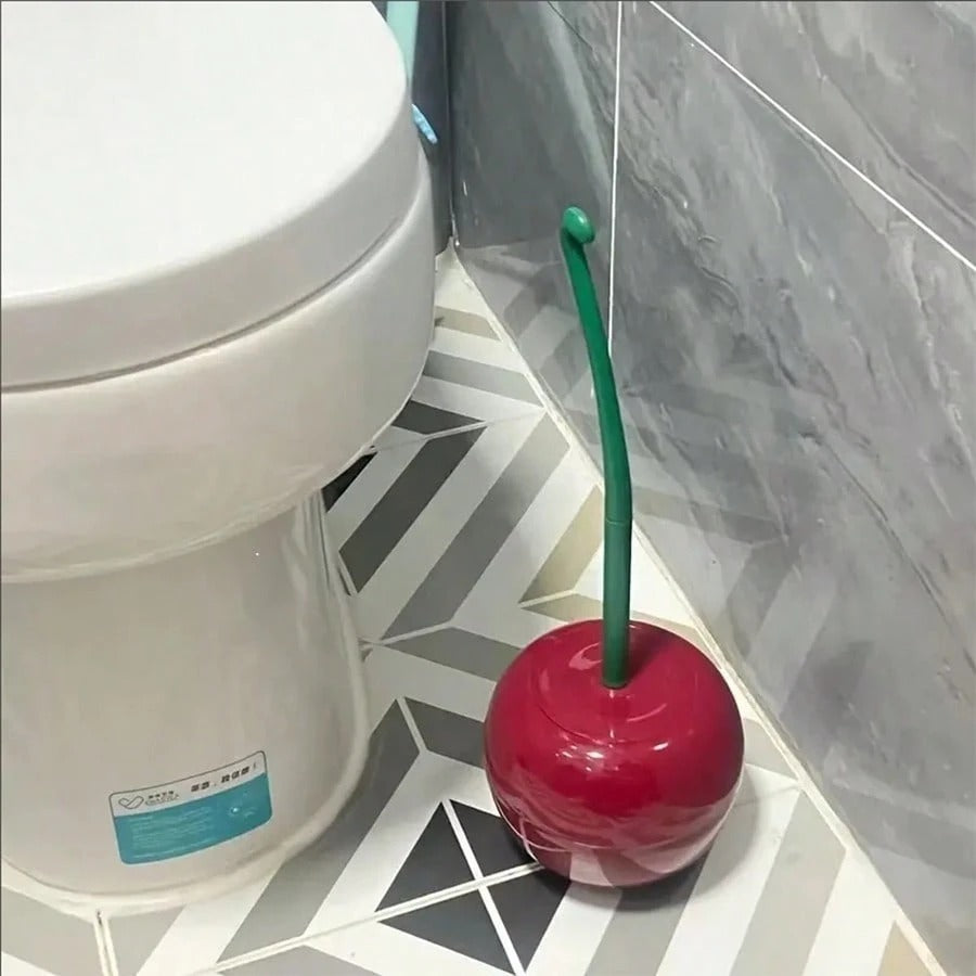 1 pezzo Spazzola per WC a forma di ciliegia, spazzola per WC con manico lungo e setole morbide, set di spazzole per la pulizia del WC in plastica, adatto per bagno/hotel