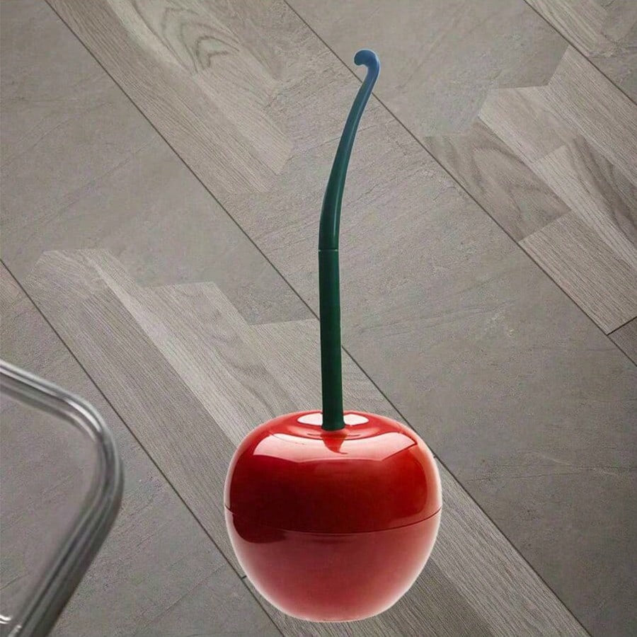 1 pezzo Spazzola per WC a forma di ciliegia, spazzola per WC con manico lungo e setole morbide, set di spazzole per la pulizia del WC in plastica, adatto per bagno/hotel