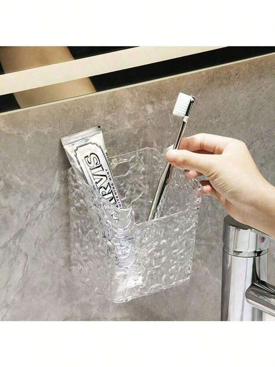1 pezzo Scatola portaoggetti da parete, senza bisogno di forare, per organizzare il bagno, adatta per pettini, spazzolini da denti, dentifricio e mensola da bagno, decorazione per il bagno, decorazione autunnale, ritorno a scuola
