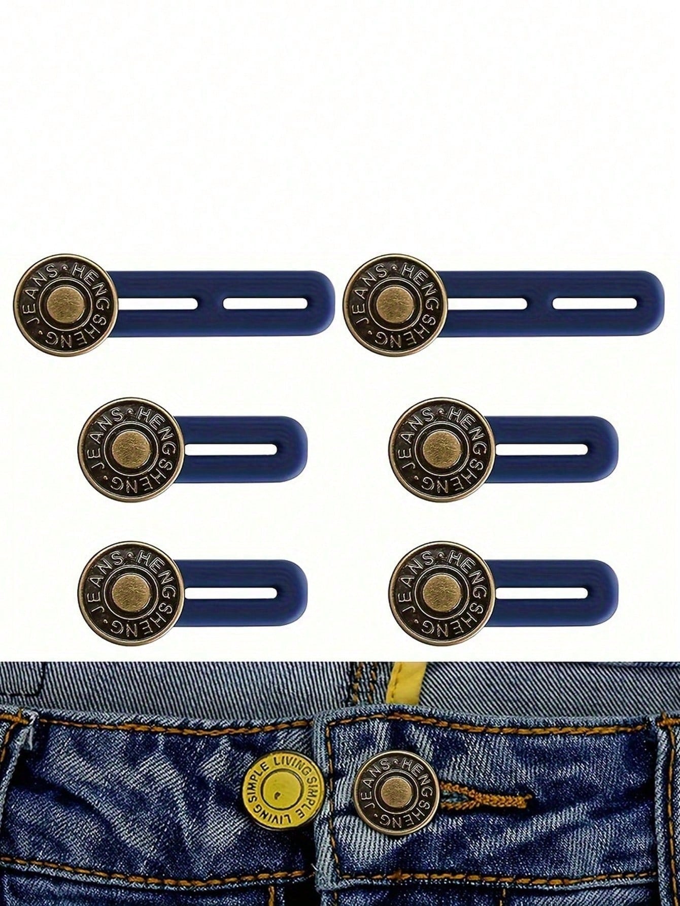 3 pezzi Bottoni elastici casuali per l'espansione della vita, bottoni regolabili universali senza cuciture per l'estensione della vita dei jeans