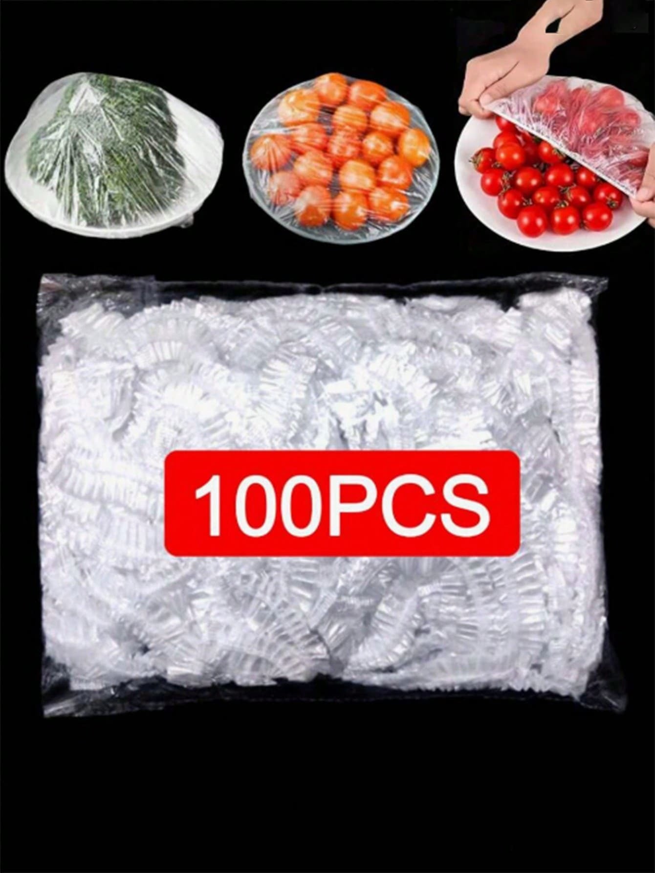 100 pezzi Coperchi in plastica PE monouso, Sacchetti monouso per mantenere la freschezza degli alimenti con bordi elastici
