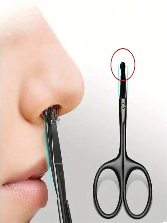 1 pezzo Trimmer per peli del naso, adatto per peli del viso, orecchie, sopracciglia, design a forma di arco, taglio con testina rotonda, forbici per rifinitura dei peli sottili