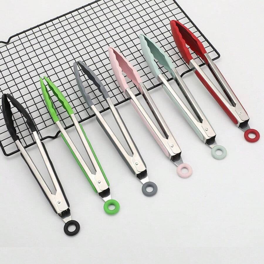 1/3/6 Pezzi Pinze per alimenti in acciaio inossidabile, Pinze piccole da 7 pollici, Mini morsetti per alimenti, molletta per cucina con manici in nylon, Resistenti al calore, Anti scottatura, Portatili, Adatte per bistecche, buffet, griglia e uso esterno