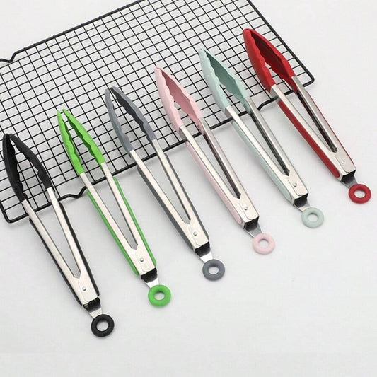 1/3/6 Pezzi Pinze per alimenti in acciaio inossidabile, Pinze piccole da 7 pollici, Mini morsetti per alimenti, molletta per cucina con manici in nylon, Resistenti al calore, Anti scottatura, Portatili, Adatte per bistecche, buffet, griglia e uso esterno