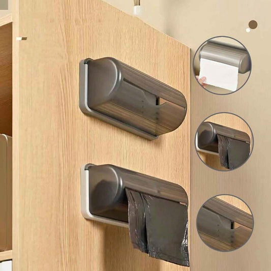 1 Pezzo Portarotolo Per Dispenser Sacchi Della Spazzatura, Organizzatore Di Dispenser Per Sacchi Di Plastica Da Parete Sottolavello Per La Cucina Compatibile Con Rotoli Di Sacchi Della Spazzatura (bianco, Grigio)