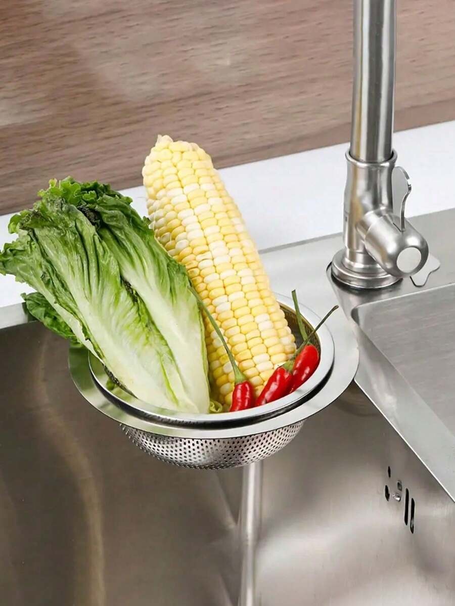Filtro per lavello da cucina in acciaio inossidabile salvaspazio e filtro di piccole dimensioni in rete per lavello da cucina monouso - ideale per residui di cibo e filtraggio di verdure, cestello di scarico in metallo per un flusso d'acqua efficiente