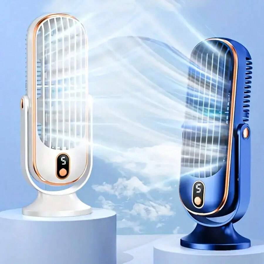 Condizionatore d'aria portatile, nuovo ventilatore portatile, piccolo condizionatore d'aria domestico, ventilatore di raffreddamento a 5 velocità, con soffiatore a 720°, batteria ricaricabile USB al litio, materiale in plastica, adatto per ufficio
