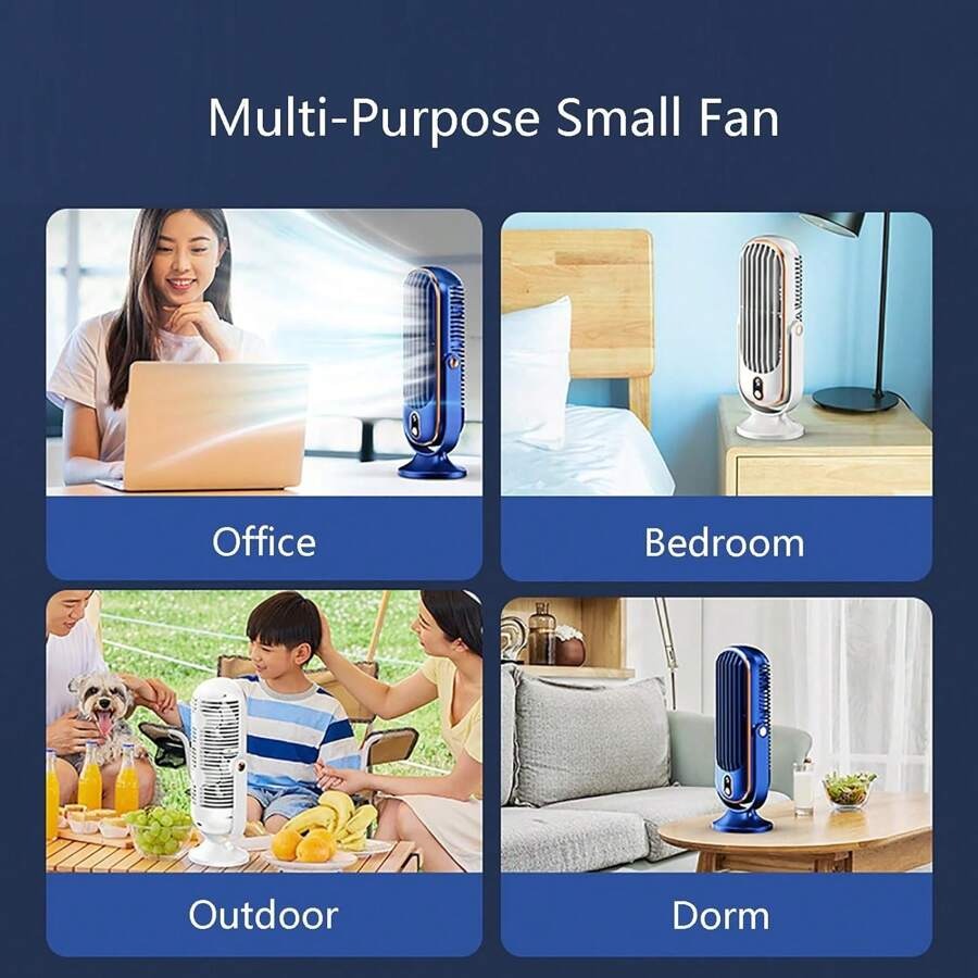 Condizionatore d'aria portatile, nuovo ventilatore portatile, piccolo condizionatore d'aria domestico, ventilatore di raffreddamento a 5 velocità, con soffiatore a 720°, batteria ricaricabile USB al litio, materiale in plastica, adatto per ufficio