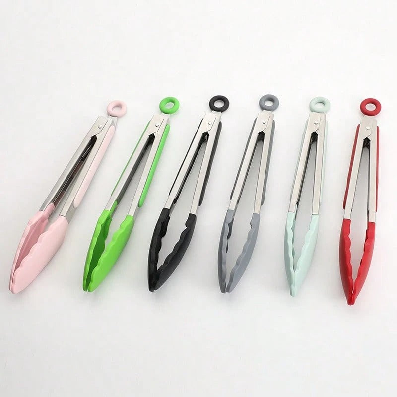 1/3/6 Pezzi Pinze per alimenti in acciaio inossidabile, Pinze piccole da 7 pollici, Mini morsetti per alimenti, molletta per cucina con manici in nylon, Resistenti al calore, Anti scottatura, Portatili, Adatte per bistecche, buffet, griglia e uso esterno