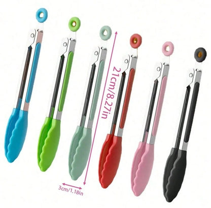 1/3/6 Pezzi Pinze per alimenti in acciaio inossidabile, Pinze piccole da 7 pollici, Mini morsetti per alimenti, molletta per cucina con manici in nylon, Resistenti al calore, Anti scottatura, Portatili, Adatte per bistecche, buffet, griglia e uso esterno