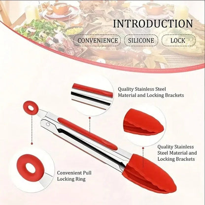 1/3/6 Pezzi Pinze per alimenti in acciaio inossidabile, Pinze piccole da 7 pollici, Mini morsetti per alimenti, molletta per cucina con manici in nylon, Resistenti al calore, Anti scottatura, Portatili, Adatte per bistecche, buffet, griglia e uso esterno