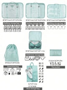 7 pezzi Set di borse da viaggio per contenere e organizzare valigia, abiti, scarpe, articoli da toeletta, scatole, portatili, impermeabili, multifunzionali, adatti per rossetti, pennelli, cosmetici, telefoni, monete, piccoli oggetti,