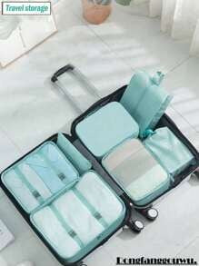 7 pezzi Set di borse da viaggio per contenere e organizzare valigia, abiti, scarpe, articoli da toeletta, scatole, portatili, impermeabili, multifunzionali, adatti per rossetti, pennelli, cosmetici, telefoni, monete, piccoli oggetti,