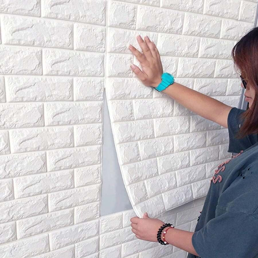 1/10/20 pezzi Pannelli da parete 3D bianchi autoadesivi, adesivi da parete in schiuma per decorazione domestica, rivestimento murale impermeabile facile da applicare e rimuovere, aspetto realistico di mattoni per soggiorno, camera da letto e cucina