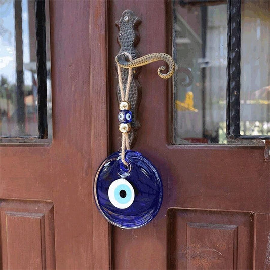 Amuleto da parete in vetro blu stile turco e greco, portafortuna e protezione, decoro da parete artigianale, adatto per casa, ufficio, giardino e ingressi