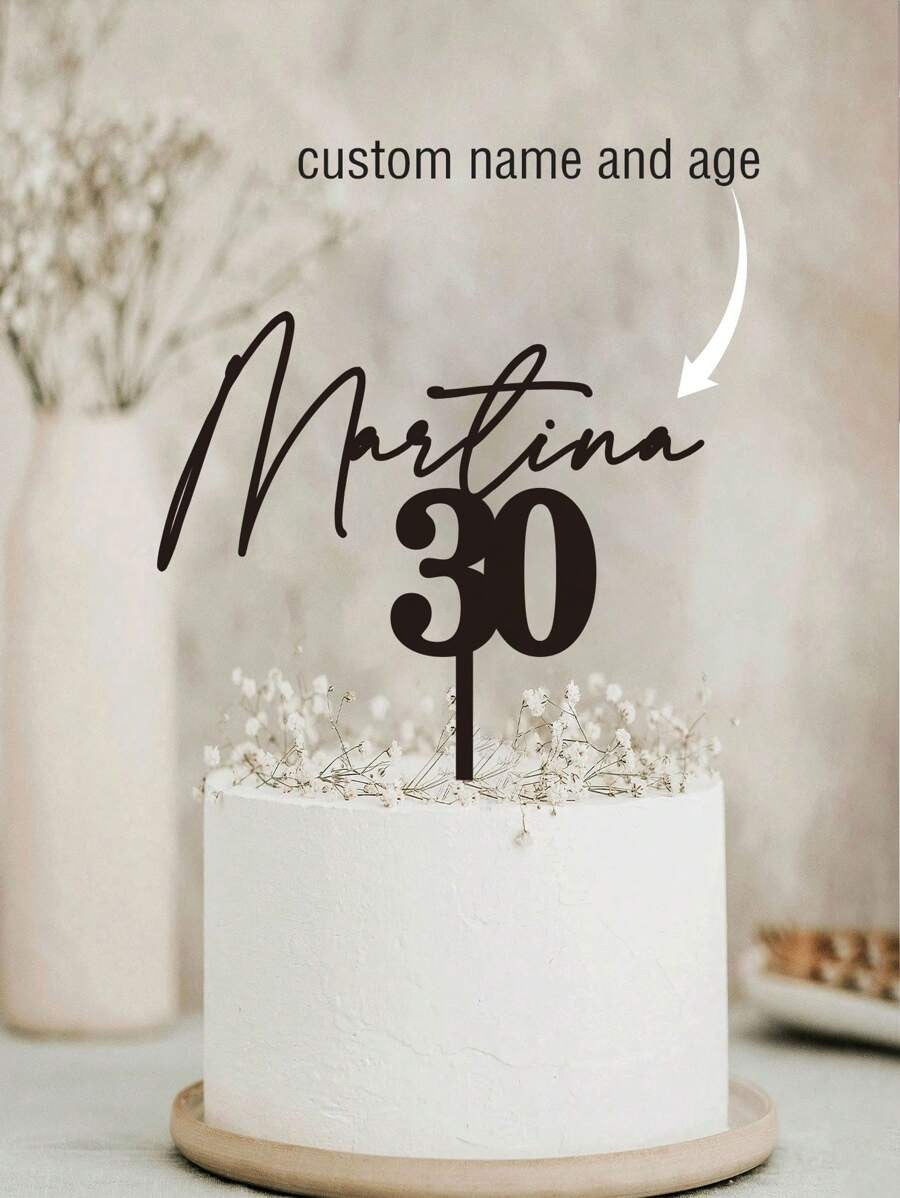 Decorazione personalizzata per torta di compleanno, con nome e età in dorato e specchiato, per decorazione di feste di compleanno, riutilizzabile, di alta qualità, personalizzata, unica, idea regalo ideale per lei, lui