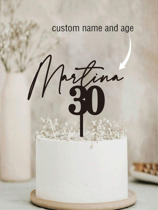 Decorazione personalizzata per torta di compleanno, con nome e età in dorato e specchiato, per decorazione di feste di compleanno, riutilizzabile, di alta qualità, personalizzata, unica, idea regalo ideale per lei, lui