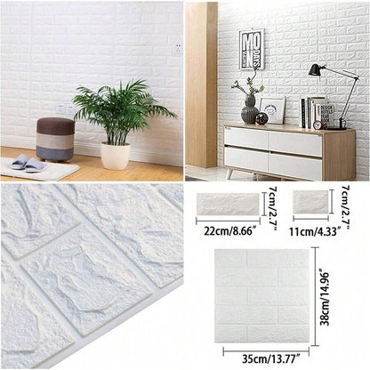 1/10/20 pezzi Pannelli da parete 3D bianchi autoadesivi, adesivi da parete in schiuma per decorazione domestica, rivestimento murale impermeabile facile da applicare e rimuovere, aspetto realistico di mattoni per soggiorno, camera da letto e cucina