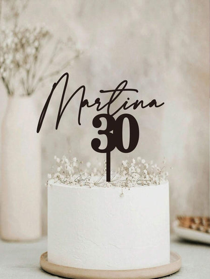 Decorazione personalizzata per torta di compleanno, con nome e età in dorato e specchiato, per decorazione di feste di compleanno, riutilizzabile, di alta qualità, personalizzata, unica, idea regalo ideale per lei, lui