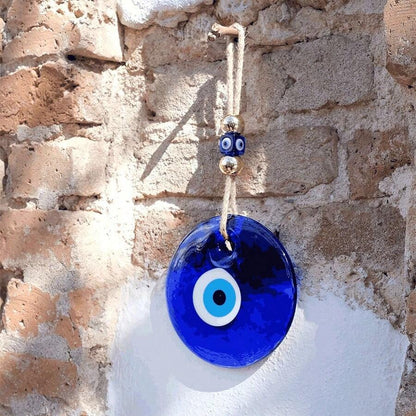 Amuleto da parete in vetro blu stile turco e greco, portafortuna e protezione, decoro da parete artigianale, adatto per casa, ufficio, giardino e ingressi