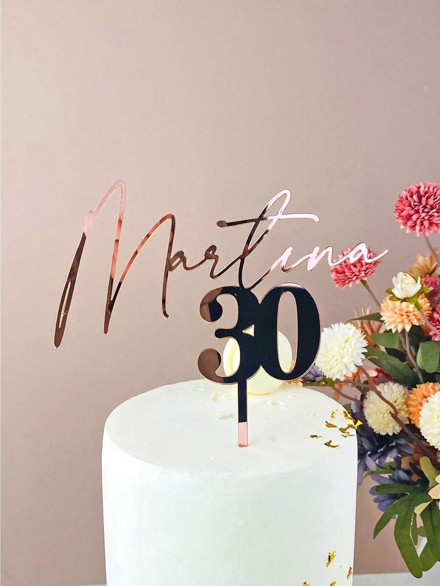 Decorazione personalizzata per torta di compleanno, con nome e età in dorato e specchiato, per decorazione di feste di compleanno, riutilizzabile, di alta qualità, personalizzata, unica, idea regalo ideale per lei, lui