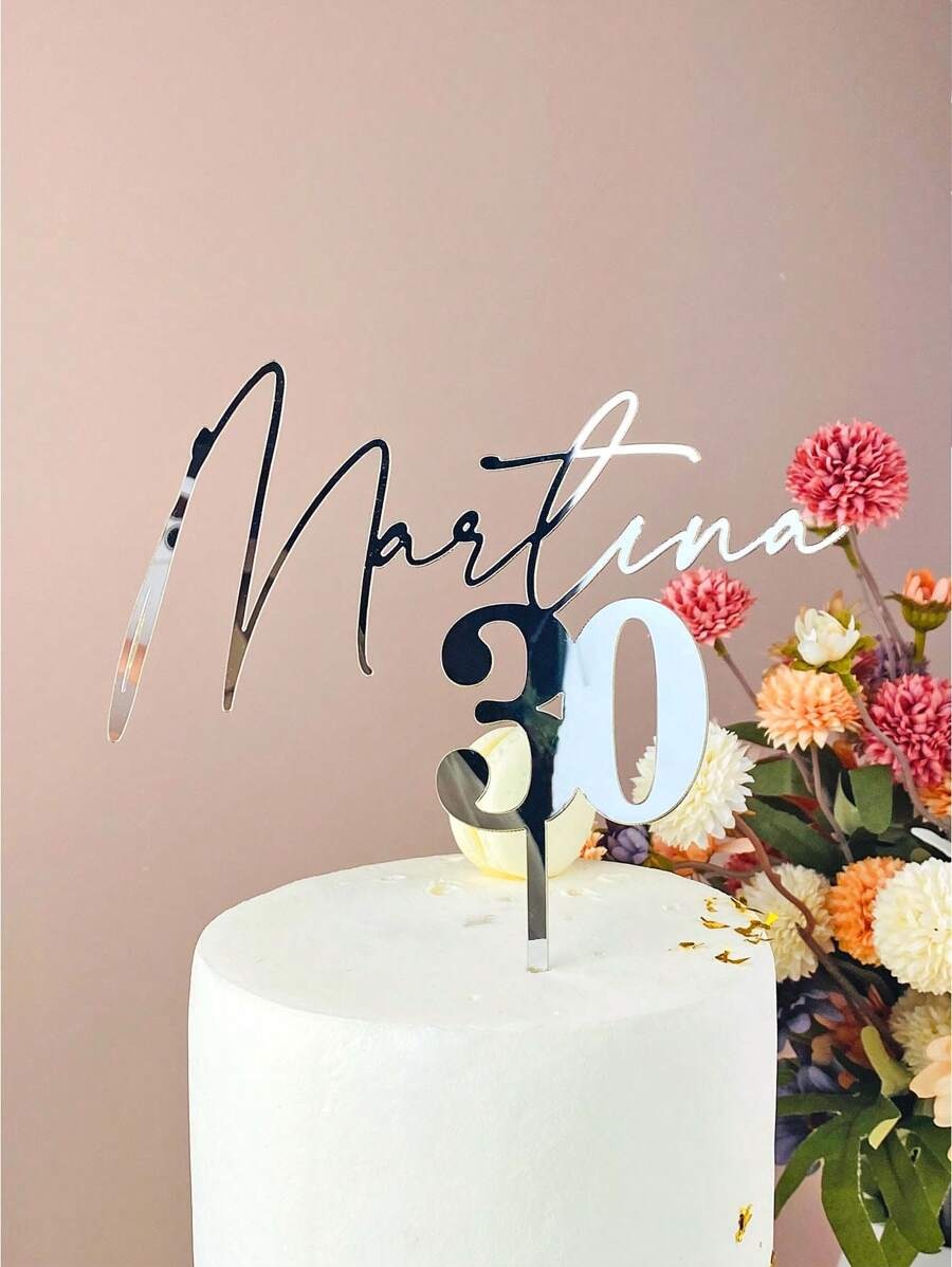 Decorazione personalizzata per torta di compleanno, con nome e età in dorato e specchiato, per decorazione di feste di compleanno, riutilizzabile, di alta qualità, personalizzata, unica, idea regalo ideale per lei, lui