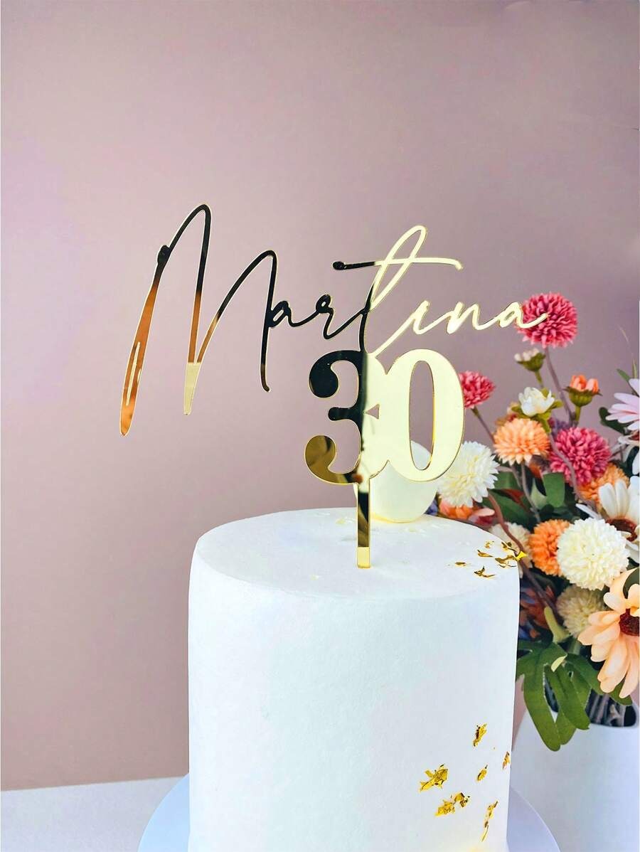 Decorazione personalizzata per torta di compleanno, con nome e età in dorato e specchiato, per decorazione di feste di compleanno, riutilizzabile, di alta qualità, personalizzata, unica, idea regalo ideale per lei, lui