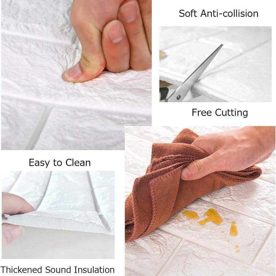 1/10/20 pezzi Pannelli da parete 3D bianchi autoadesivi, adesivi da parete in schiuma per decorazione domestica, rivestimento murale impermeabile facile da applicare e rimuovere, aspetto realistico di mattoni per soggiorno, camera da letto e cucina