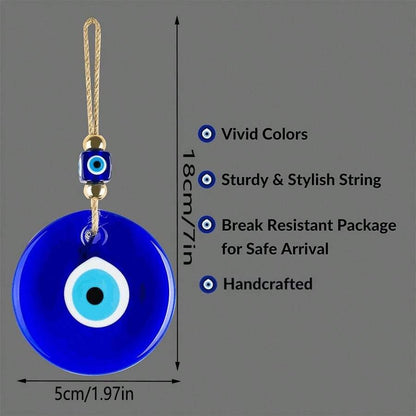 Amuleto da parete in vetro blu stile turco e greco, portafortuna e protezione, decoro da parete artigianale, adatto per casa, ufficio, giardino e ingressi
