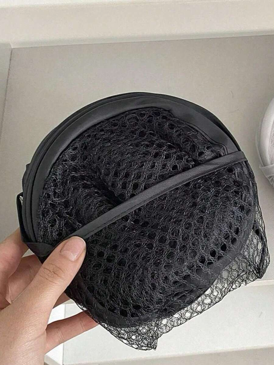 Cesto portabiancheria pieghevole nero, cestino in rete di grande capacità con manici e tasche multiple, spazio di stoccaggio salvaspazio per dormitorio/appartamento (design pieghevole)