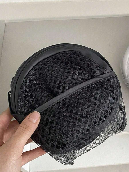Cesto portabiancheria pieghevole nero, cestino in rete di grande capacità con manici e tasche multiple, spazio di stoccaggio salvaspazio per dormitorio/appartamento (design pieghevole)