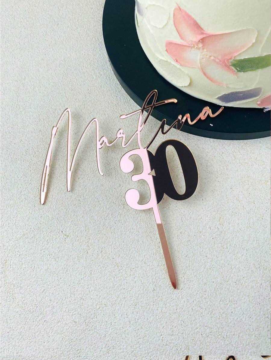 Decorazione personalizzata per torta di compleanno, con nome e età in dorato e specchiato, per decorazione di feste di compleanno, riutilizzabile, di alta qualità, personalizzata, unica, idea regalo ideale per lei, lui