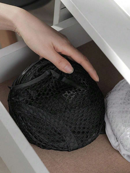 Cesto portabiancheria pieghevole nero, cestino in rete di grande capacità con manici e tasche multiple, spazio di stoccaggio salvaspazio per dormitorio/appartamento (design pieghevole)