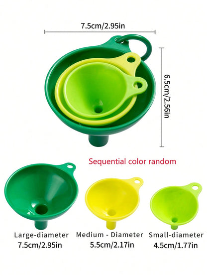 Set di 3 imbuti in plastica di dimensioni piccola/media/grande, imbuti da cucina per versare olio e liquidi