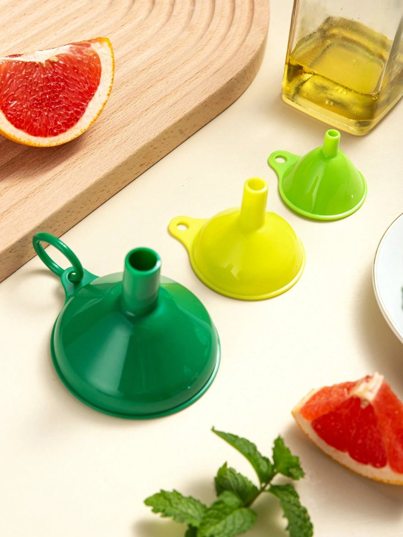 Set di 3 imbuti in plastica di dimensioni piccola/media/grande, imbuti da cucina per versare olio e liquidi