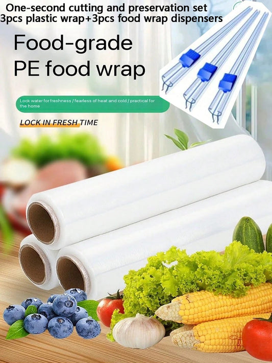 Set da 3 pezzi/6 pezzi di dispenser per pellicola trasparente e alluminio con taglierina scorrevole - Taglierina efficiente per pellicola trasparente/alluminio, bordo di taglio liscio, strumento di conservazione della cucina, facile da usare e riporre