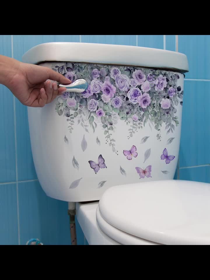 1 pezzo Adesivo in PVC per coperchio del water, motivo floreale modernista, adesivo per coperchio del water, adesivo da parete, adesivo in vinile per decorazioni domestiche, articoli decorativi primaverili per rinfrescare la tua casa