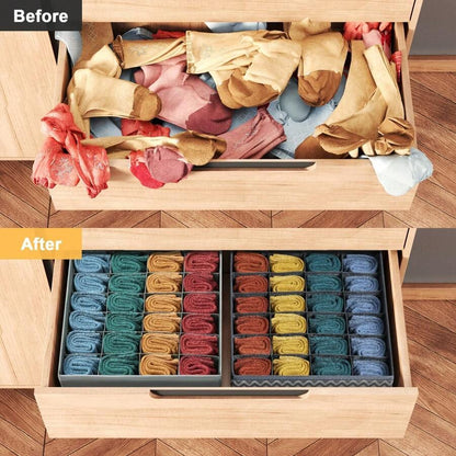 3 pezzi Divisori organizer per cassetti dei calzini, organizer per biancheria intima, 20 scomparti per organizzare e conservare calzini, fazzoletti, cravatte, cinture (grigio)