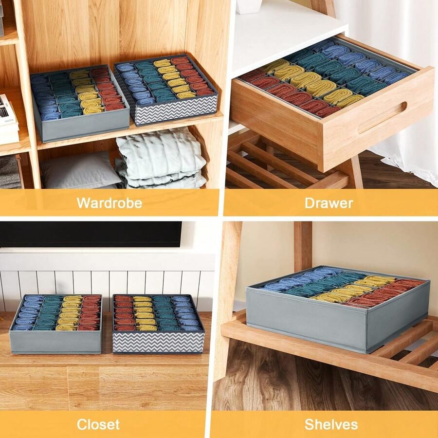 3 pezzi Divisori organizer per cassetti dei calzini, organizer per biancheria intima, 20 scomparti per organizzare e conservare calzini, fazzoletti, cravatte, cinture (grigio)